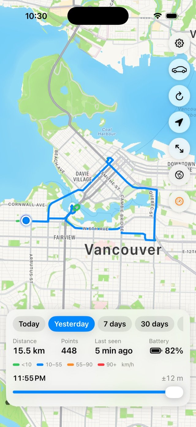 Beenlog's map with a day of driving around Vancouver and the day's distance